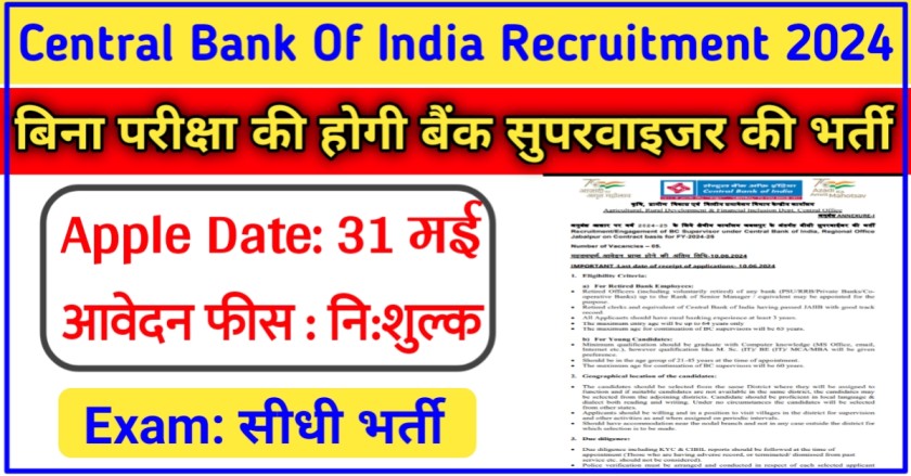 Central Bank Of India Recruitment 2024